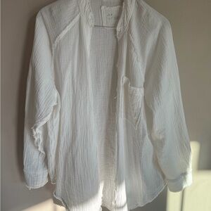 Aerie White Textured Shirt XS
